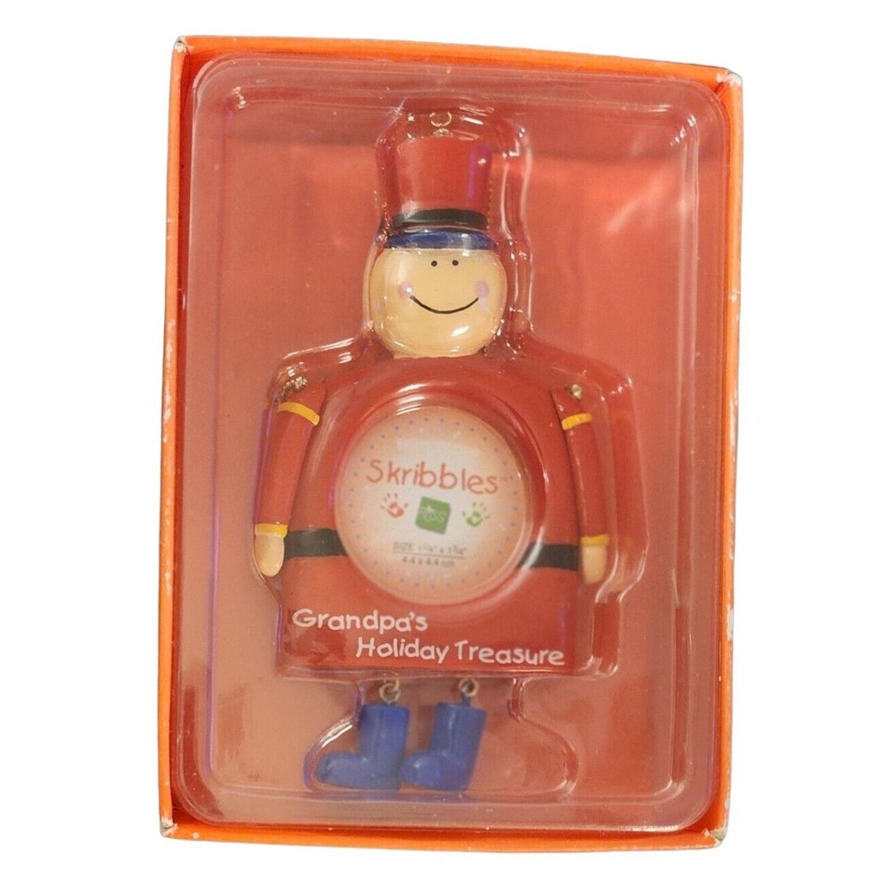 RUSS Berrie Photo Frame Christmas Ornament Scribbles Grandpa's Holiday Treasure